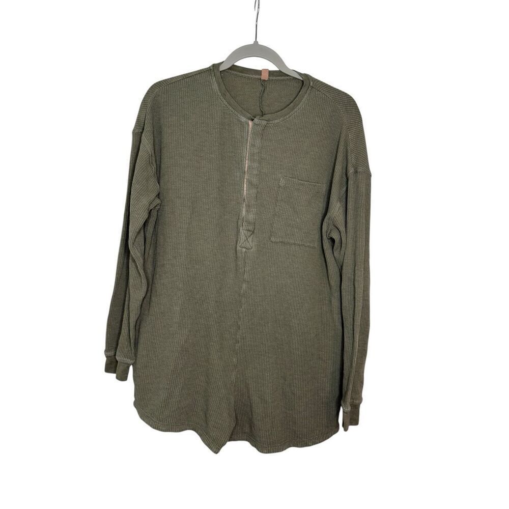 Lunya Restore Thermal Long Sleeve Romper Green Size Medium